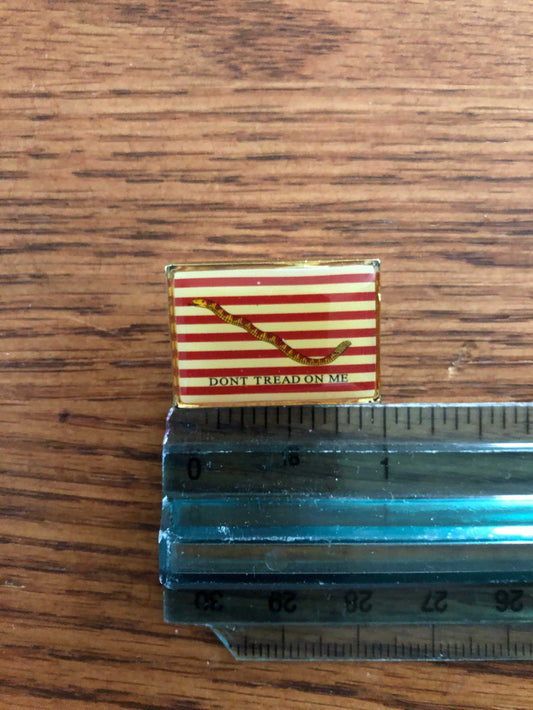 First US Naval Jack Dont Tread on Me Snake Pin with vibrant colors and gold backing symbolizing American naval pride