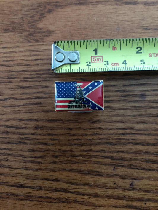 USA-CSA Blended Dont Tread On Me Snake Hat Pin metal accessory with patriotic Gadsden snake design and gold backing