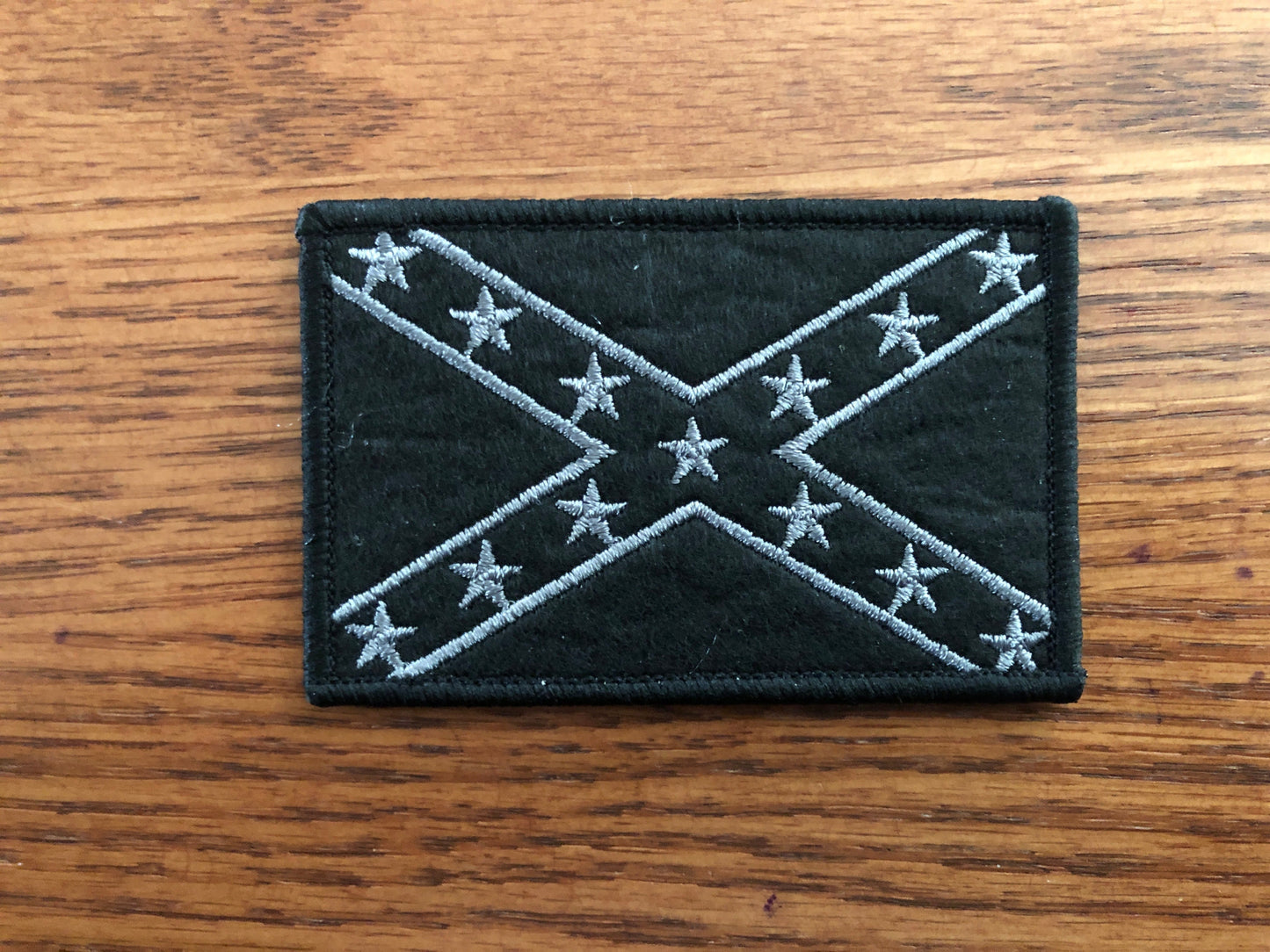 Black and Silver Rebel Battle Flag No Quarter Patch 2" x 3"