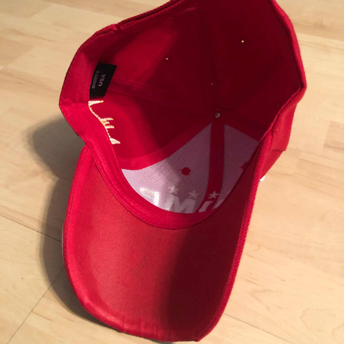 Red Trump 2028 Signature Embroidered Baseball Cap with Adjustable Velcro Closure and Patriotic Design