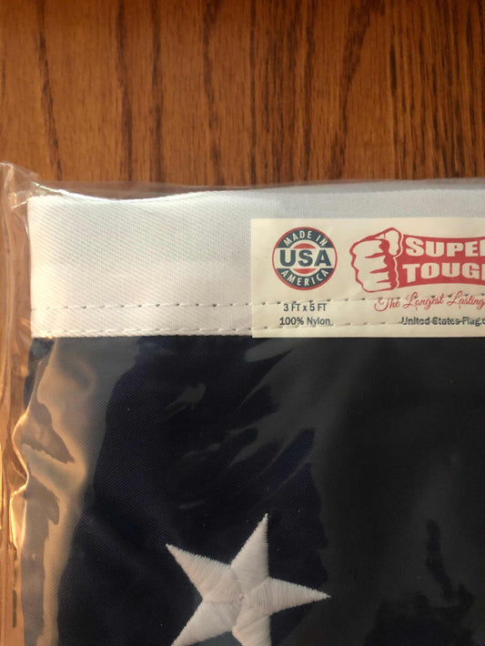 Made in USA American Flag 3x5 nylon sewn and embroidered with stars and stripes