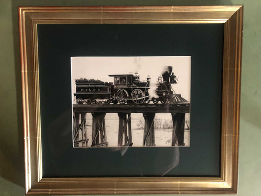 The Historic General Locomotive Print unframed signed by artist Skip McNutt showing Civil War train raid scene