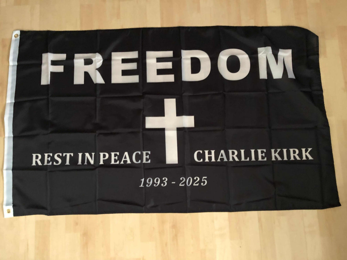 Charlie Kirk RIP Freedom Flag 3x5 feet polyester with brass grommets