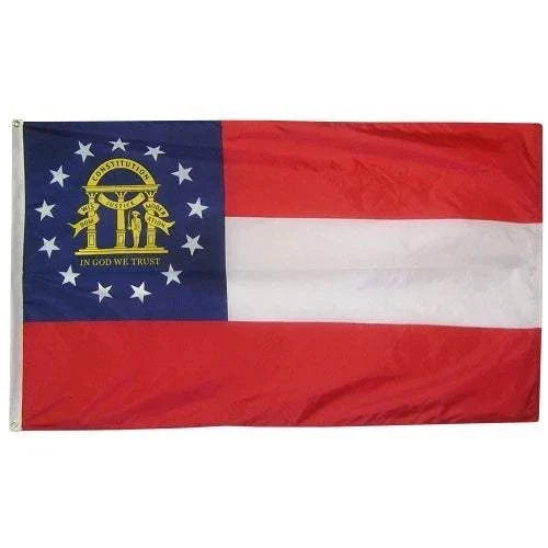 Current Georgia State Flag 3x5 feet polyester with brass grommets