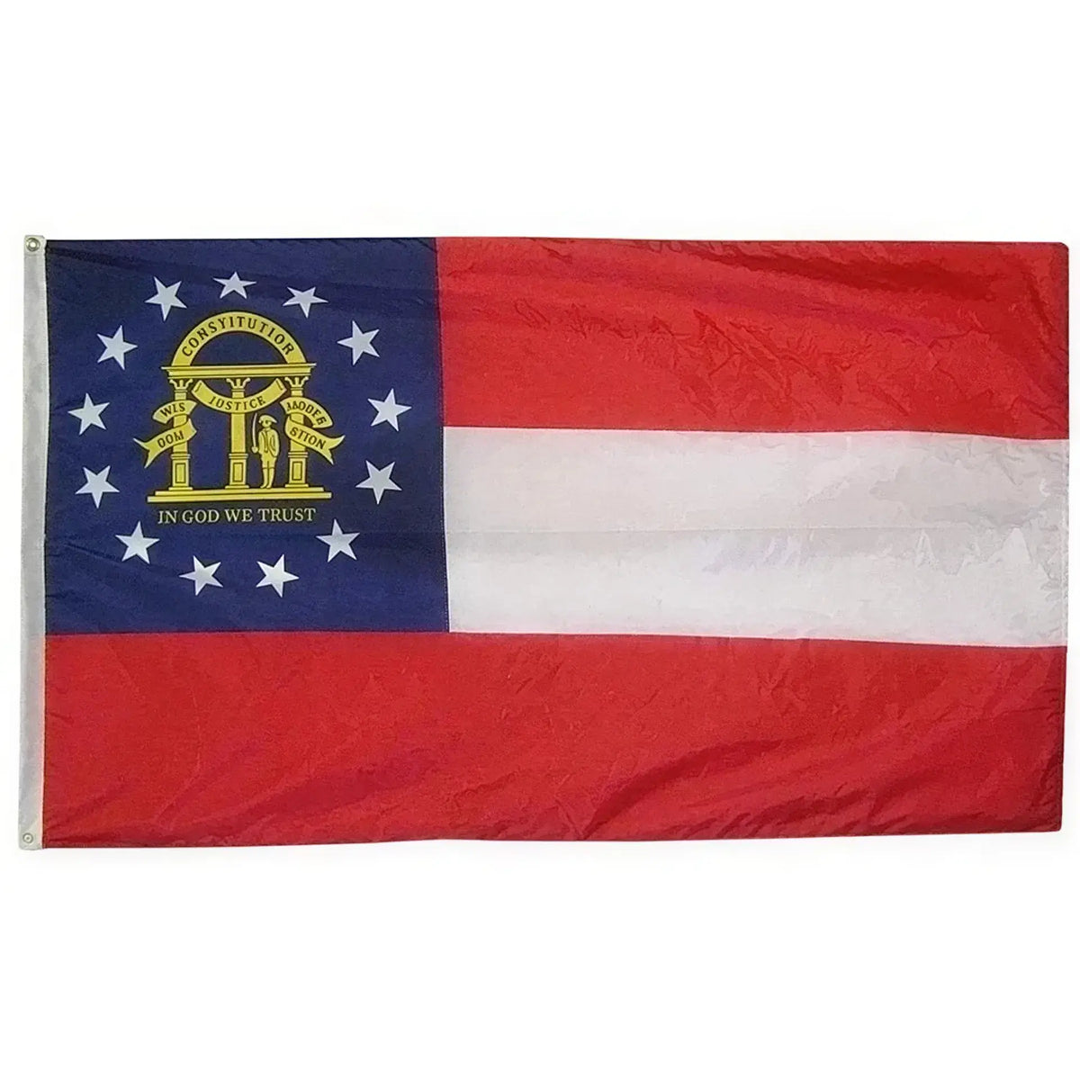 Current Georgia State Flag 3x5 feet polyester with brass grommets