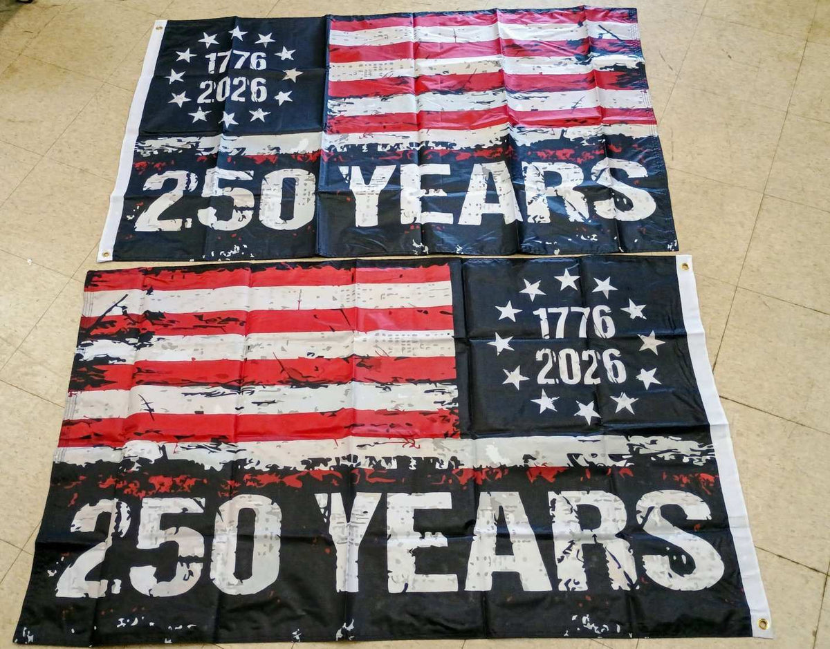250 Year American Anniversary Flag 3x5 double-sided polyester with brass grommets for outdoor display
