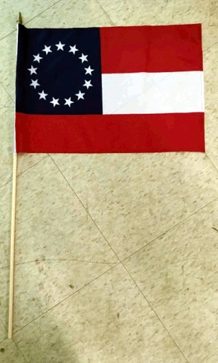 CSA Stars and Bars 13 Star Confederate Stick Flag 12x18