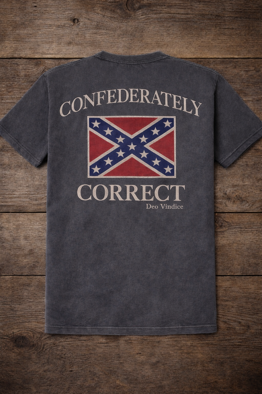 Confederately Correct with Flag Short Sleeve Premium T-Shirt 100 Percent Cotton