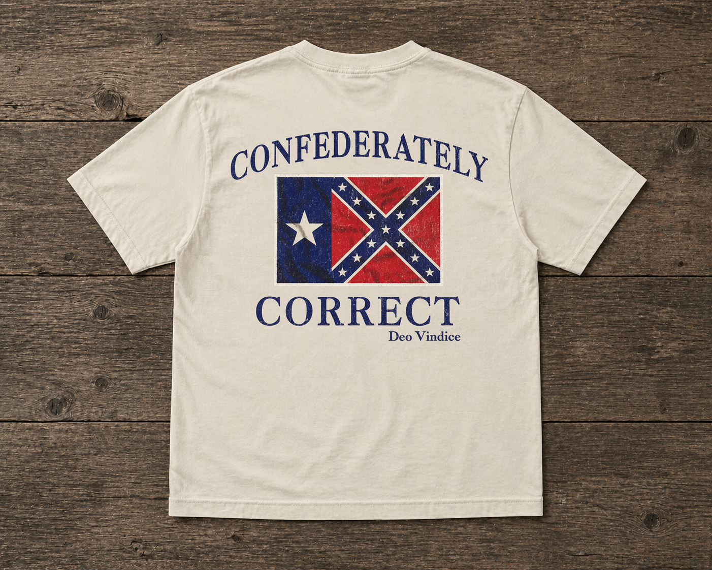 Texas Battle Flag Confederately Correct Short Sleeve T-Shirt White