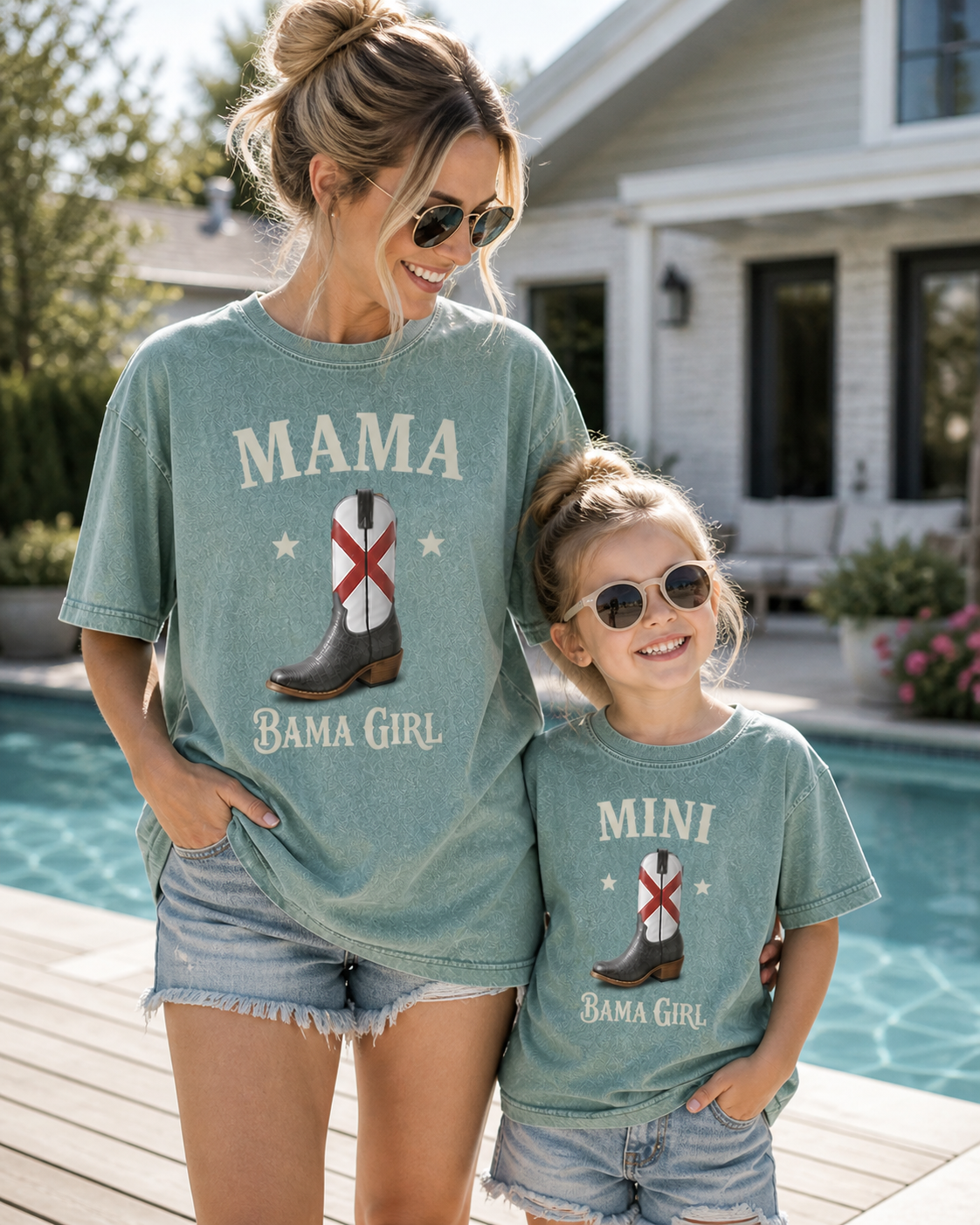 Mama-Mini Alabama Girl Design Premium T-Shirt on Models