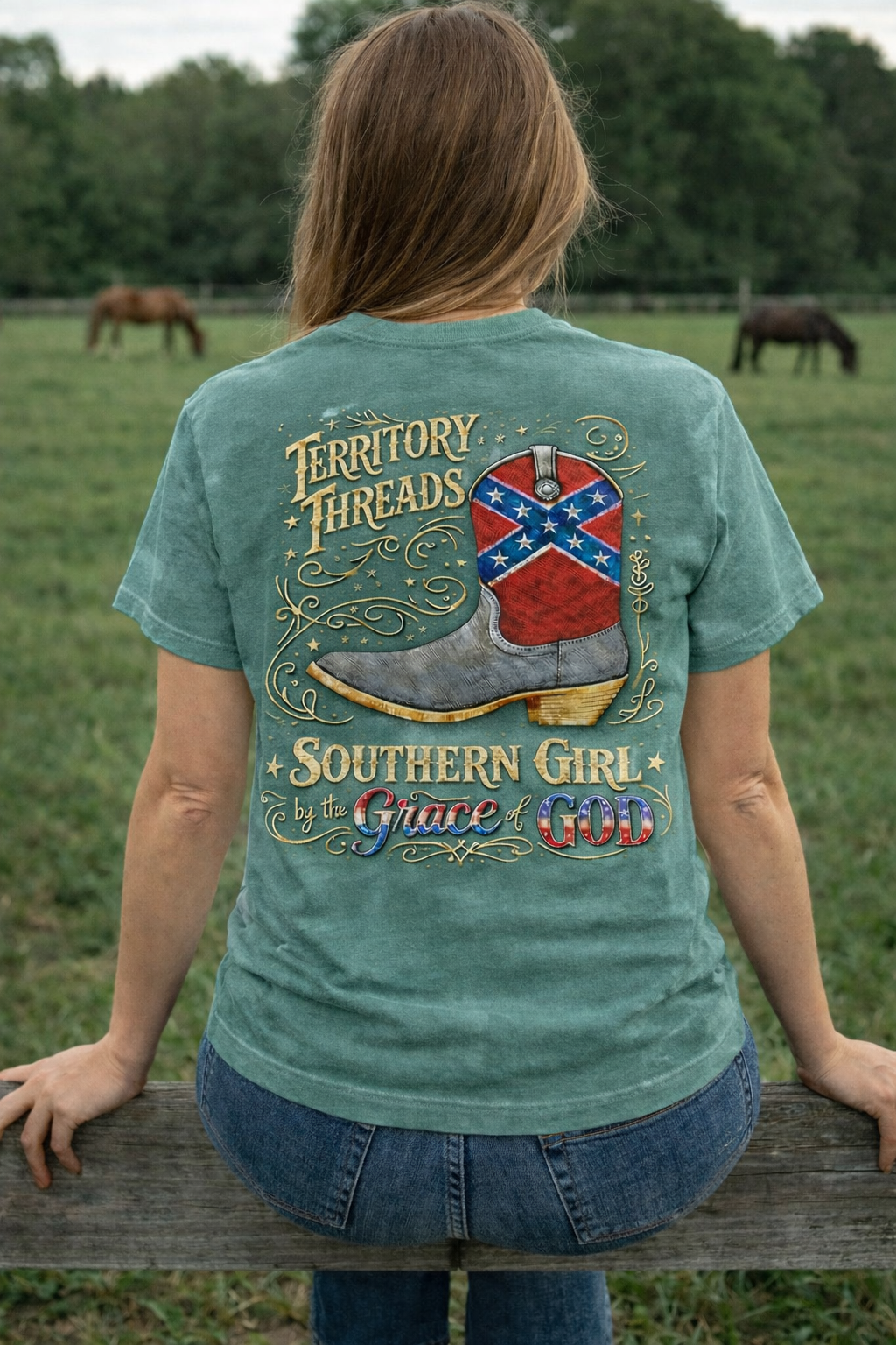 Southern Girl by the Grace of God Design Short Sleeve Premium T-Shirt