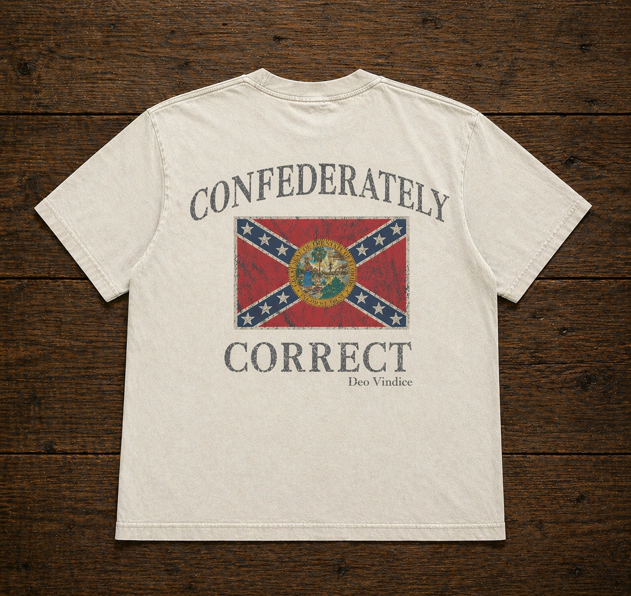 Florida Battle Flag Confederately Correct Short Sleeve T-Shirt White