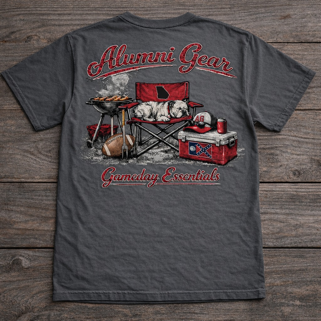 Alumni Gear Game Day Essentials with 1956 Old Georgia Flag on Cooler Premium T-Shirt Charcoal Gray