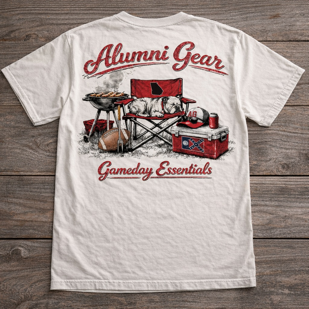 Alumni Gear Game Day Essentials with 1956 Old Georgia Flag on Cooler Premium T-Shirt White