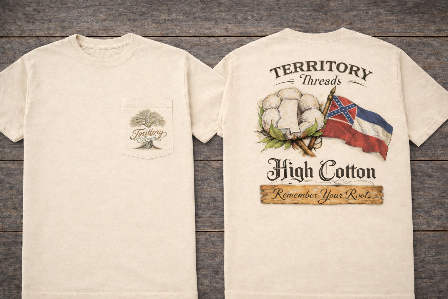 Old Mississippi Flag High Cotton Short Sleeve Premium T-Shirt 
