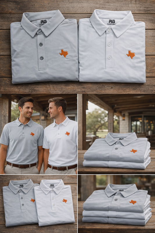 Texas Burnt Orange Embroidered Premium Short Sleeve Polo Shirt Golf Shirt