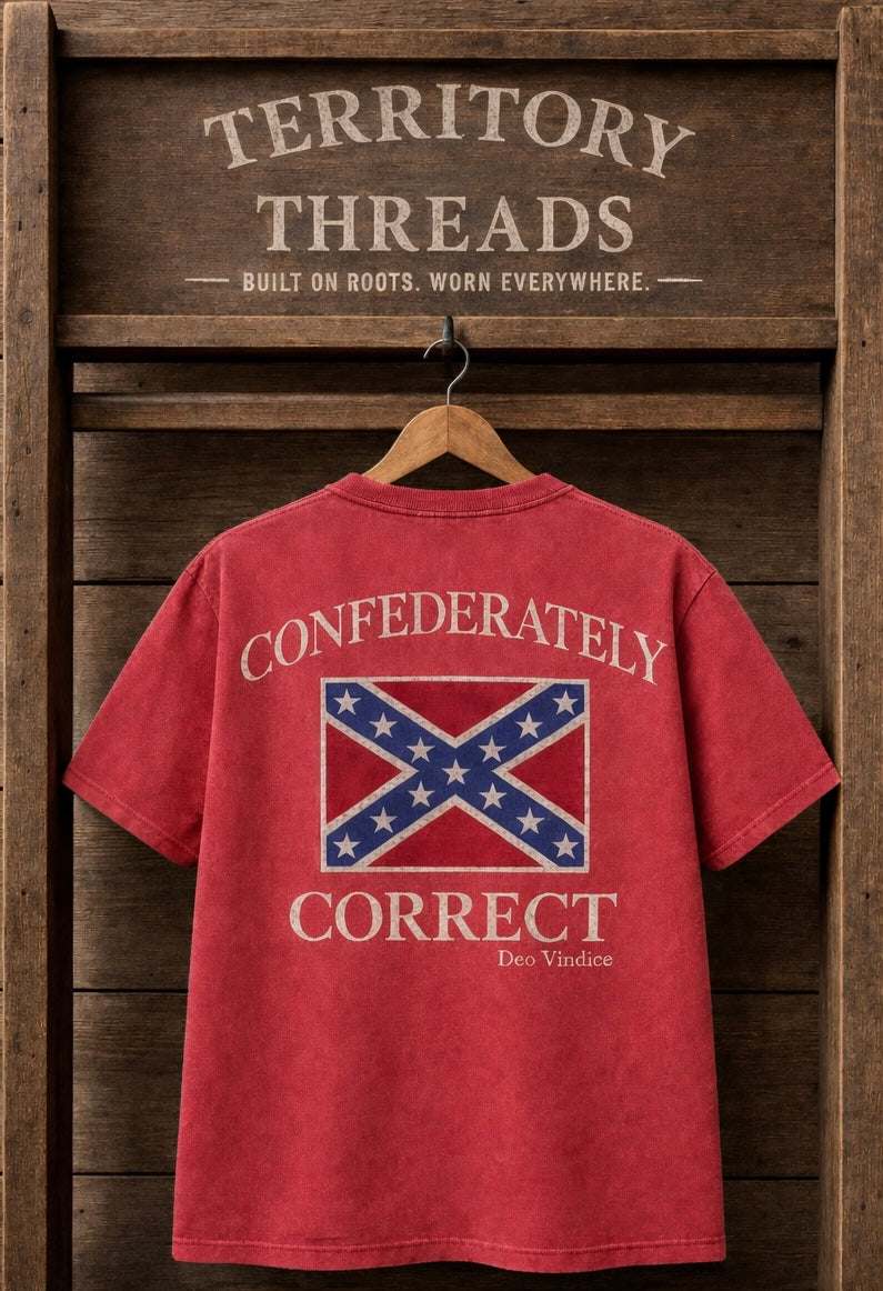 Confederately Correct with Flag Short Sleeve Premium T-Shirt 100 Percent Cotton