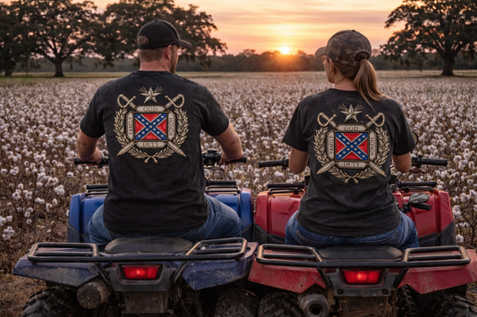 Crossed Swords on Battle Flag Short Sleeve Premium T-Shirt 100% Ring -Spun Cotton