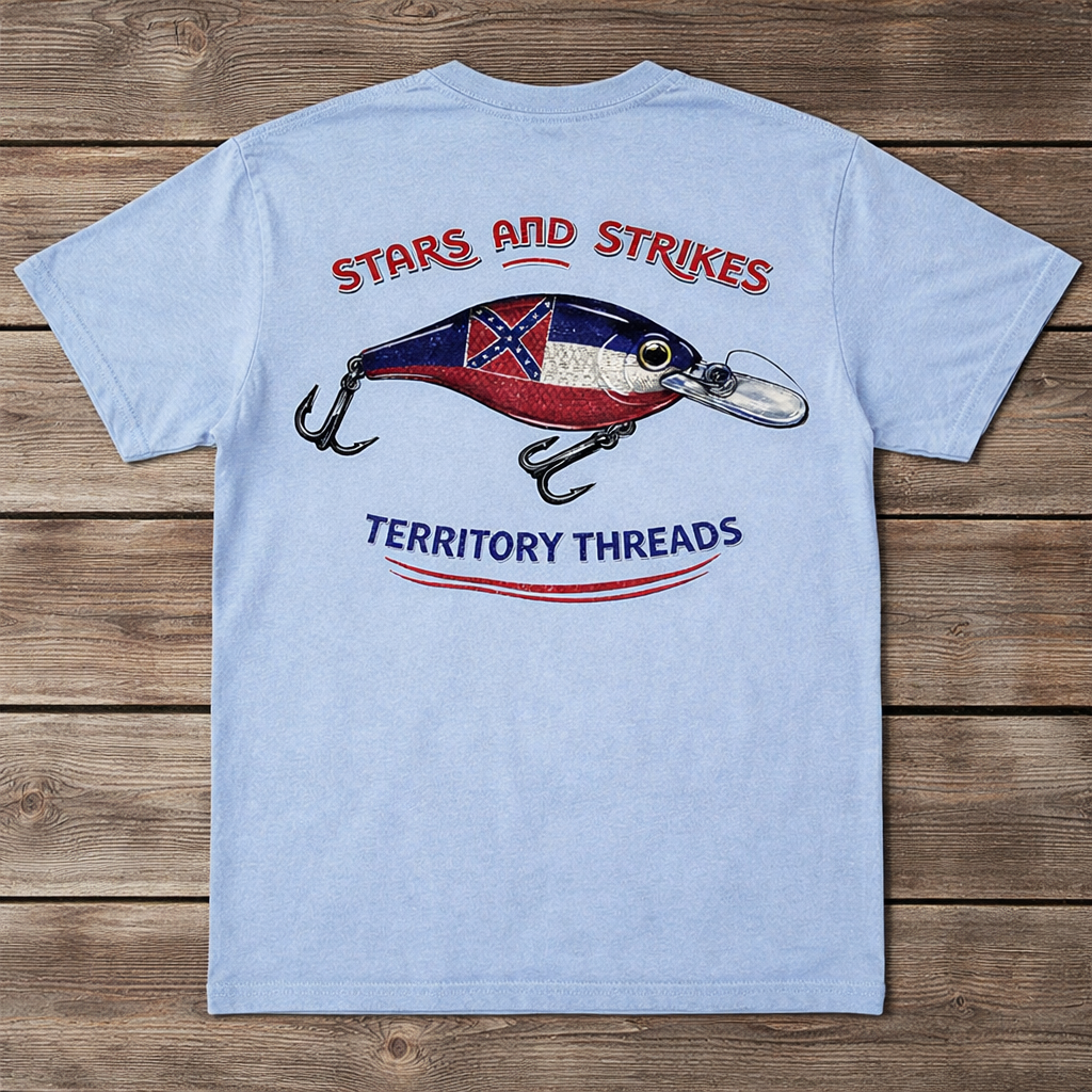 Old Mississippi State Flag Stars and Strikes Design Premium T-Shirt Powder Blue