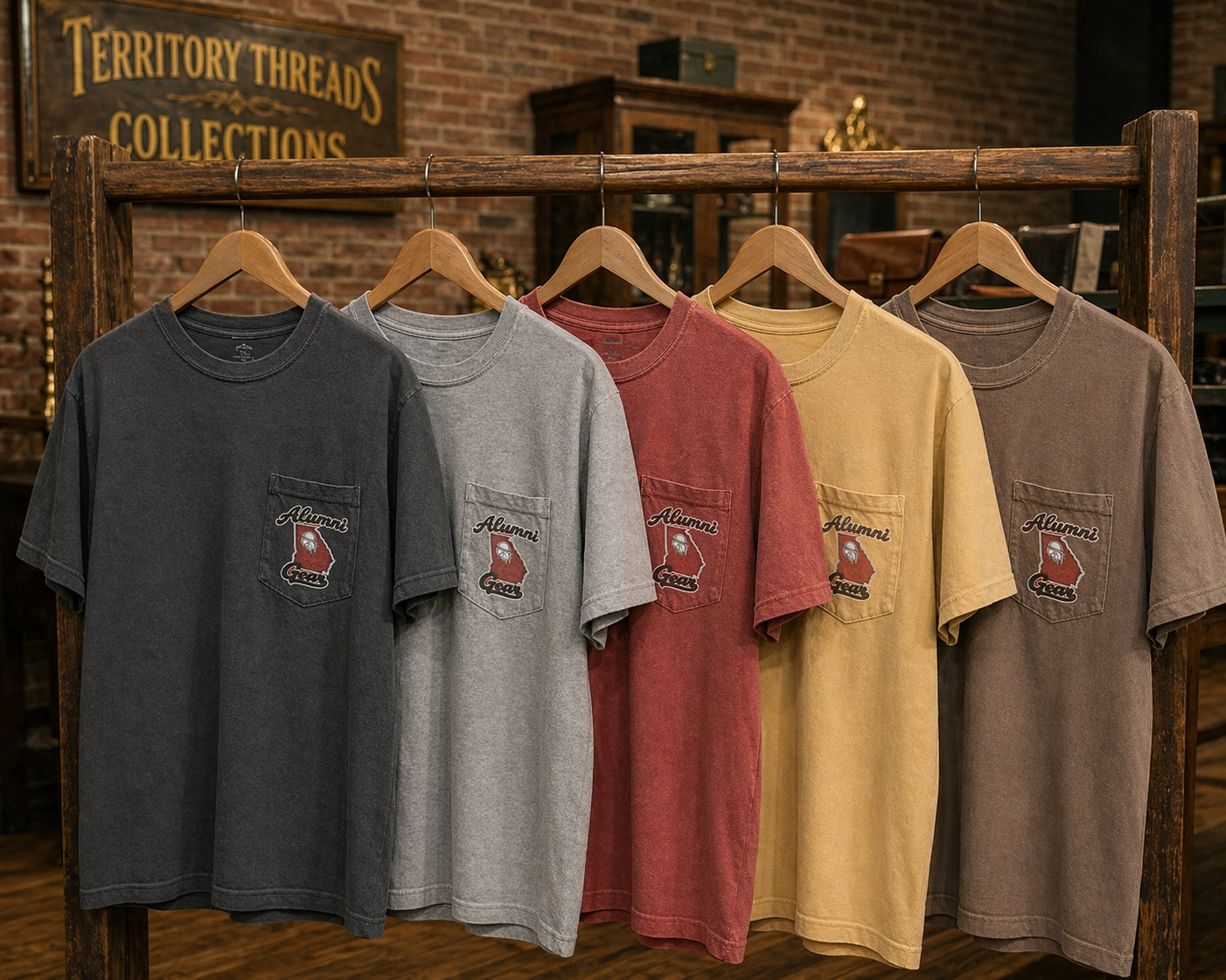 Alumni Gear My Dang Ball Bulldog Design with 1956 Old Georgia Flag on Football T-Shirt Collection Showing Front Design