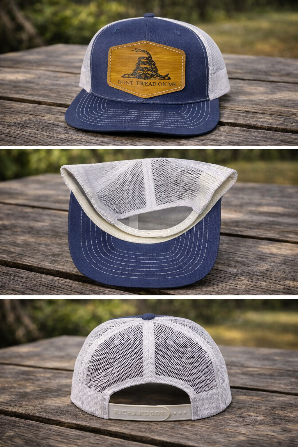 Denim Mesh Back Hat Cap with Dont Tread On Me Leather Patch 3 views