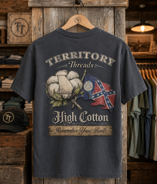1956 Old Georgia Flag High Cotton Short Sleeve Premium T-Shirt in Charcoal Gray