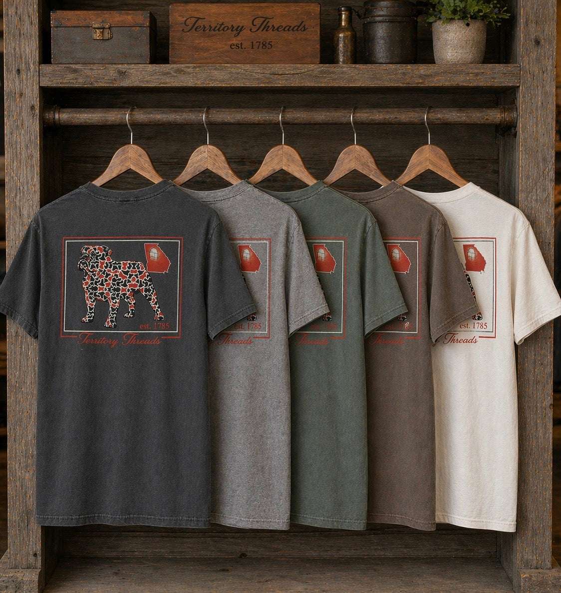 Camouflage Bulldog Georgia Design Premium T-Shirt as a Collection
