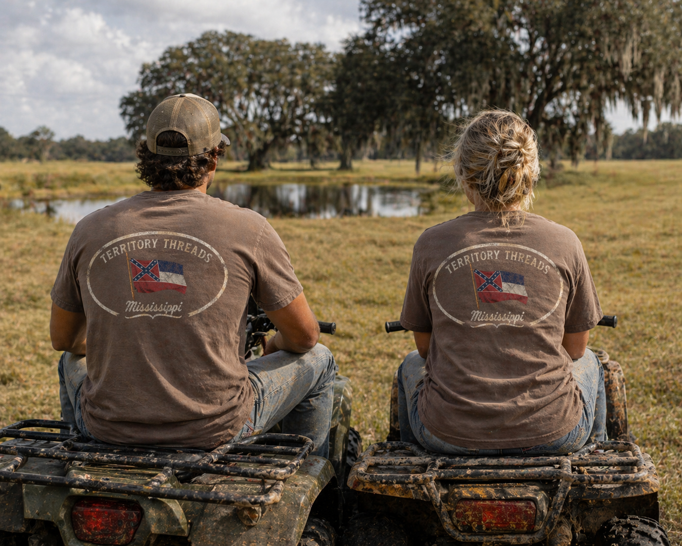 Old Mississippi State Flag Oval Design Confederately Correct Short Sleeve T-Shirt on Models