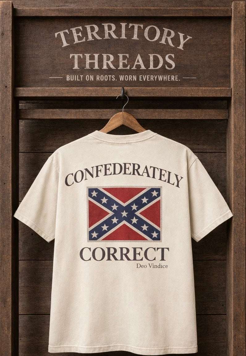 Confederately Correct with Flag Short Sleeve Premium T-Shirt 100 Percent Cotton