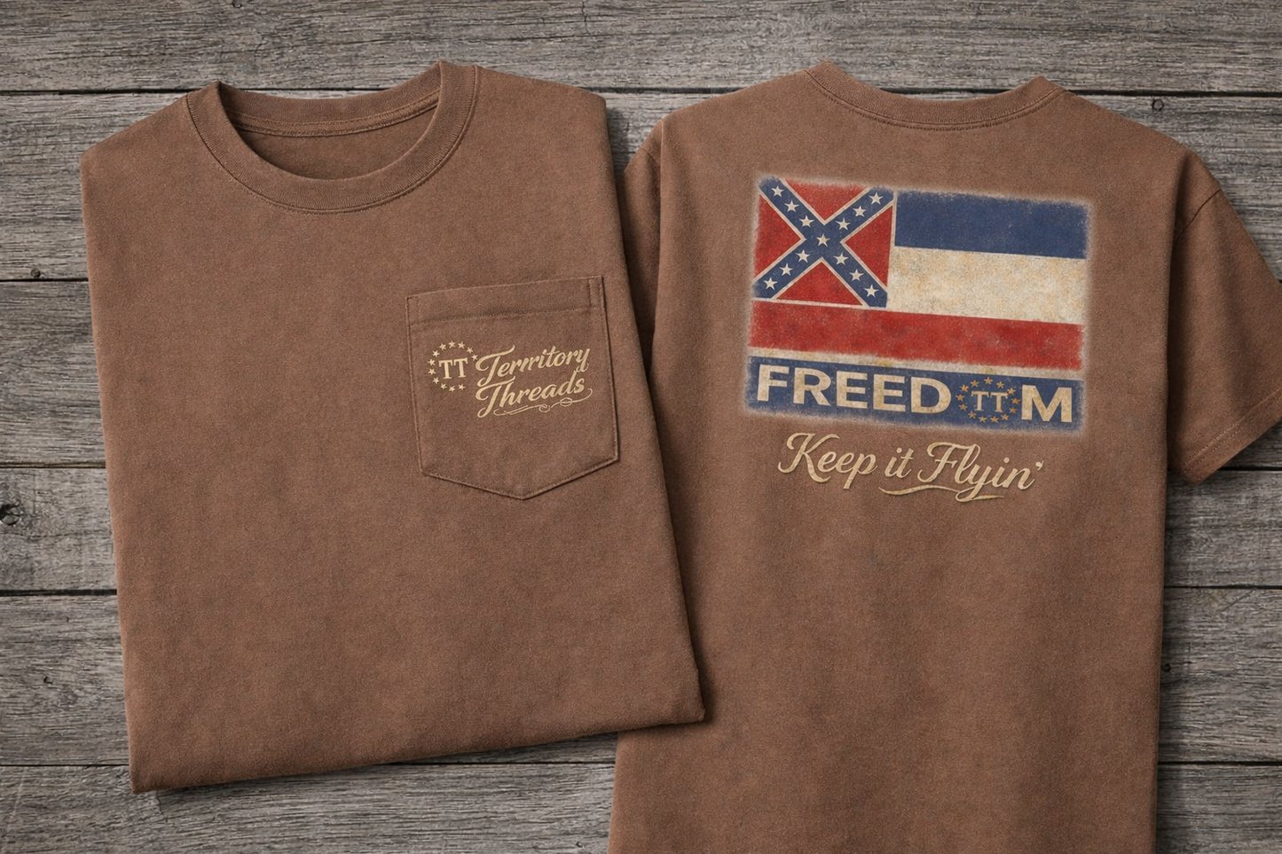 Old Mississippi Flag Freedom Design Short Sleeve Premium T-Shirt