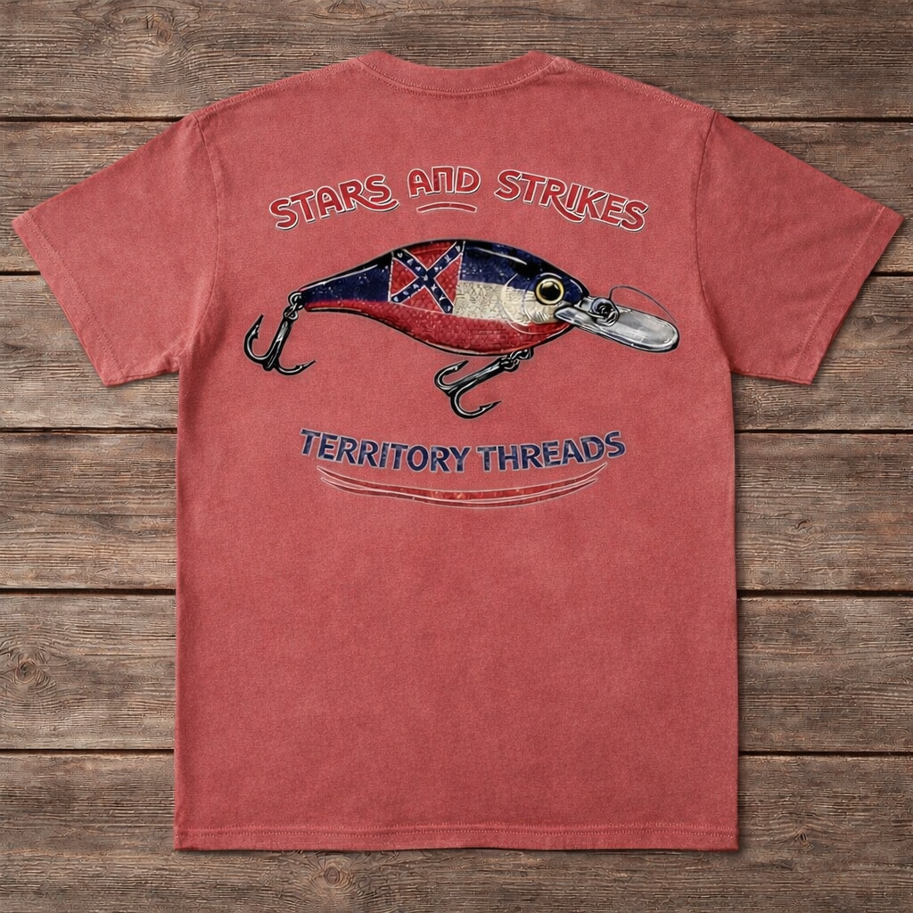 Old Mississippi State Flag Stars and Strikes Design Premium T-Shirt Faded Washed Red