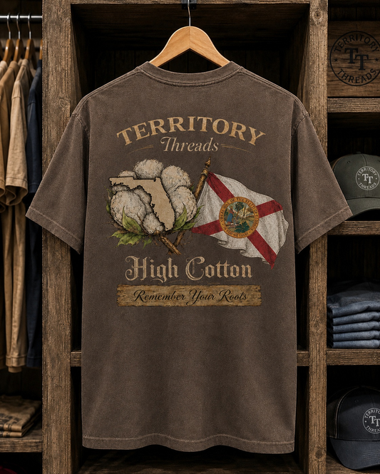 Florida Battle Flag High Cotton Short Sleeve Premium T-Shirt in Faded Mocha Brown