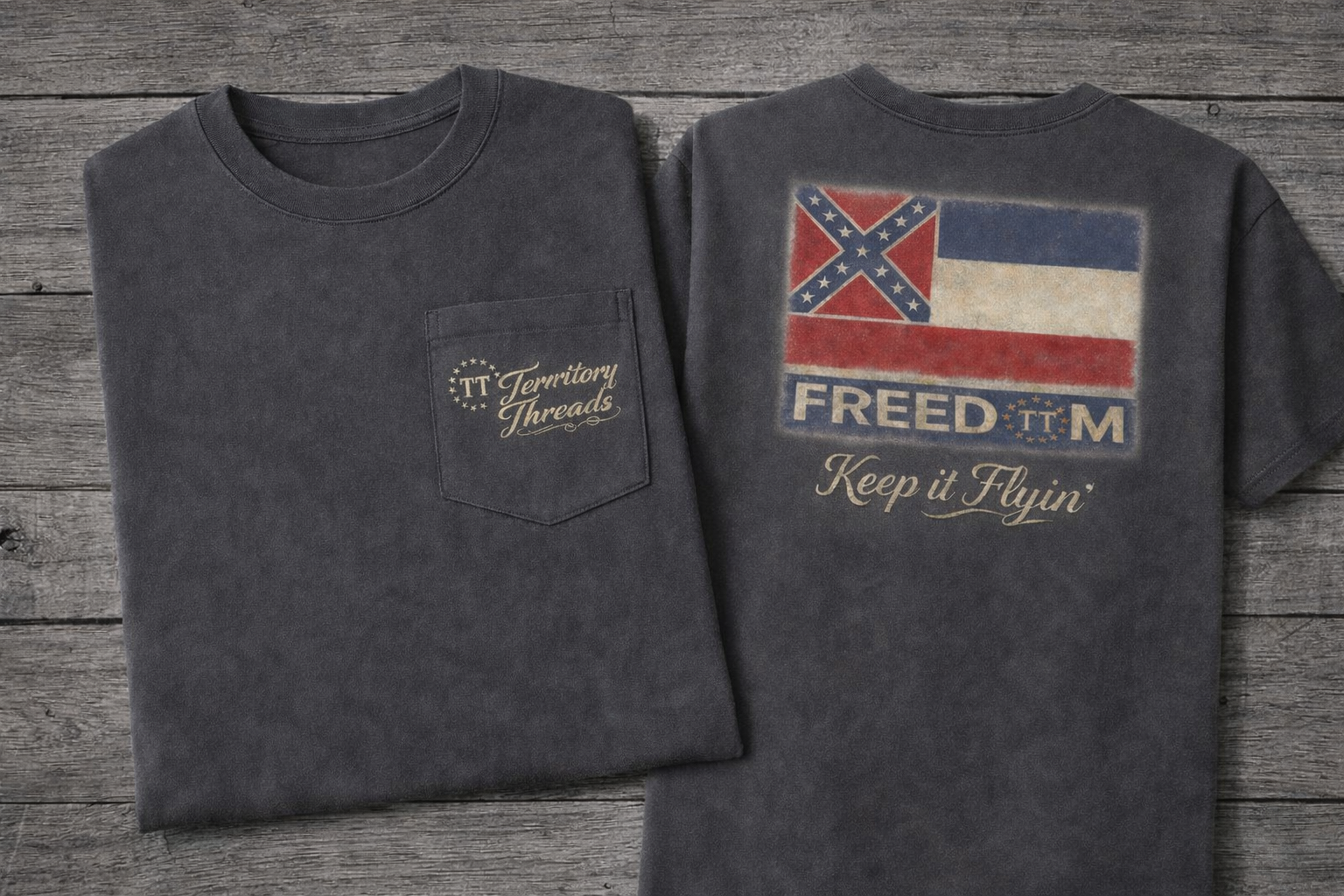 Old Mississippi Flag Freedom Design Short Sleeve Premium T-Shirt