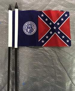 1956 Old Georgia Flag Stick Flag 4x6 Inches
