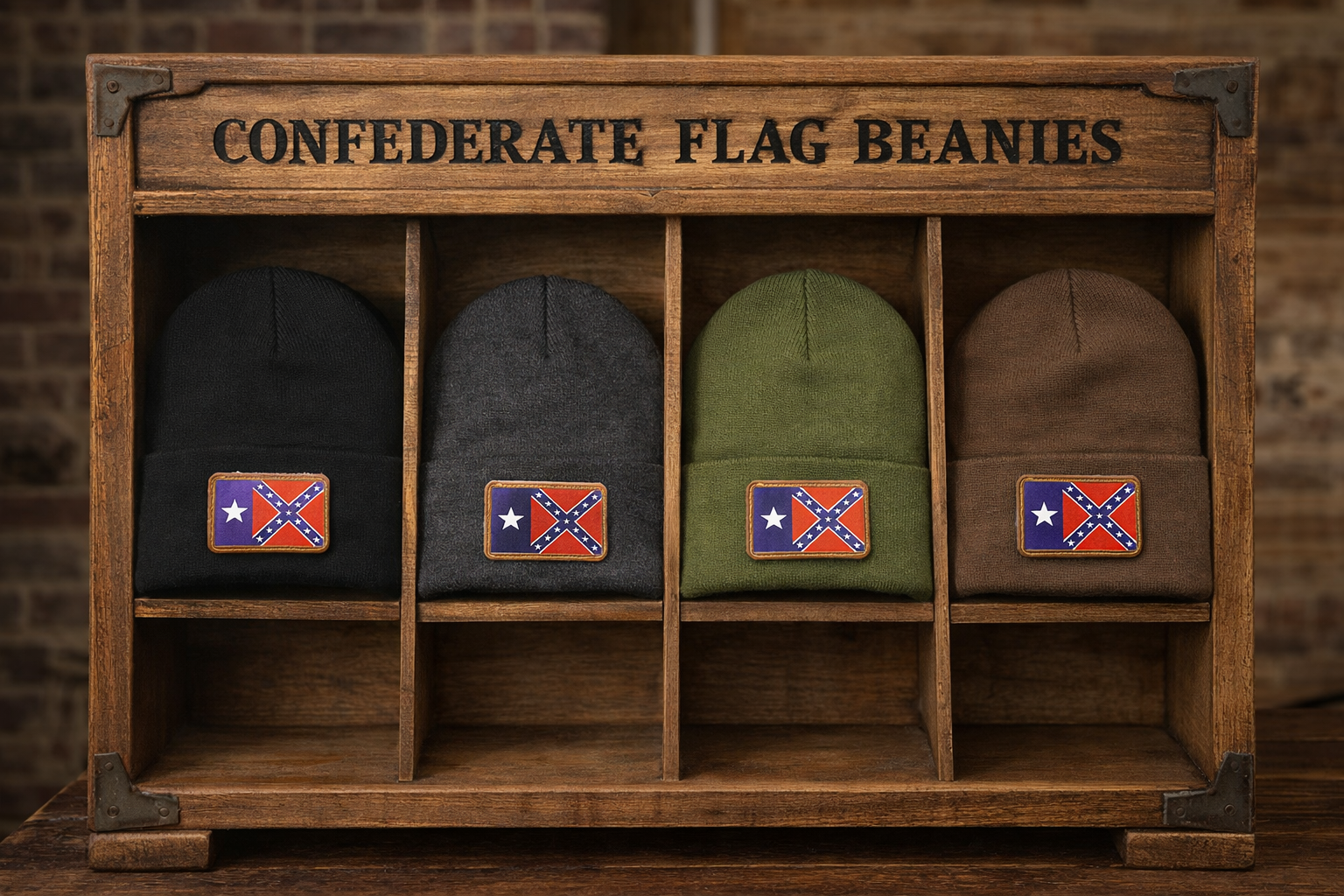 Texas Battle Flag Leather Patch Beanie Cap Hat 