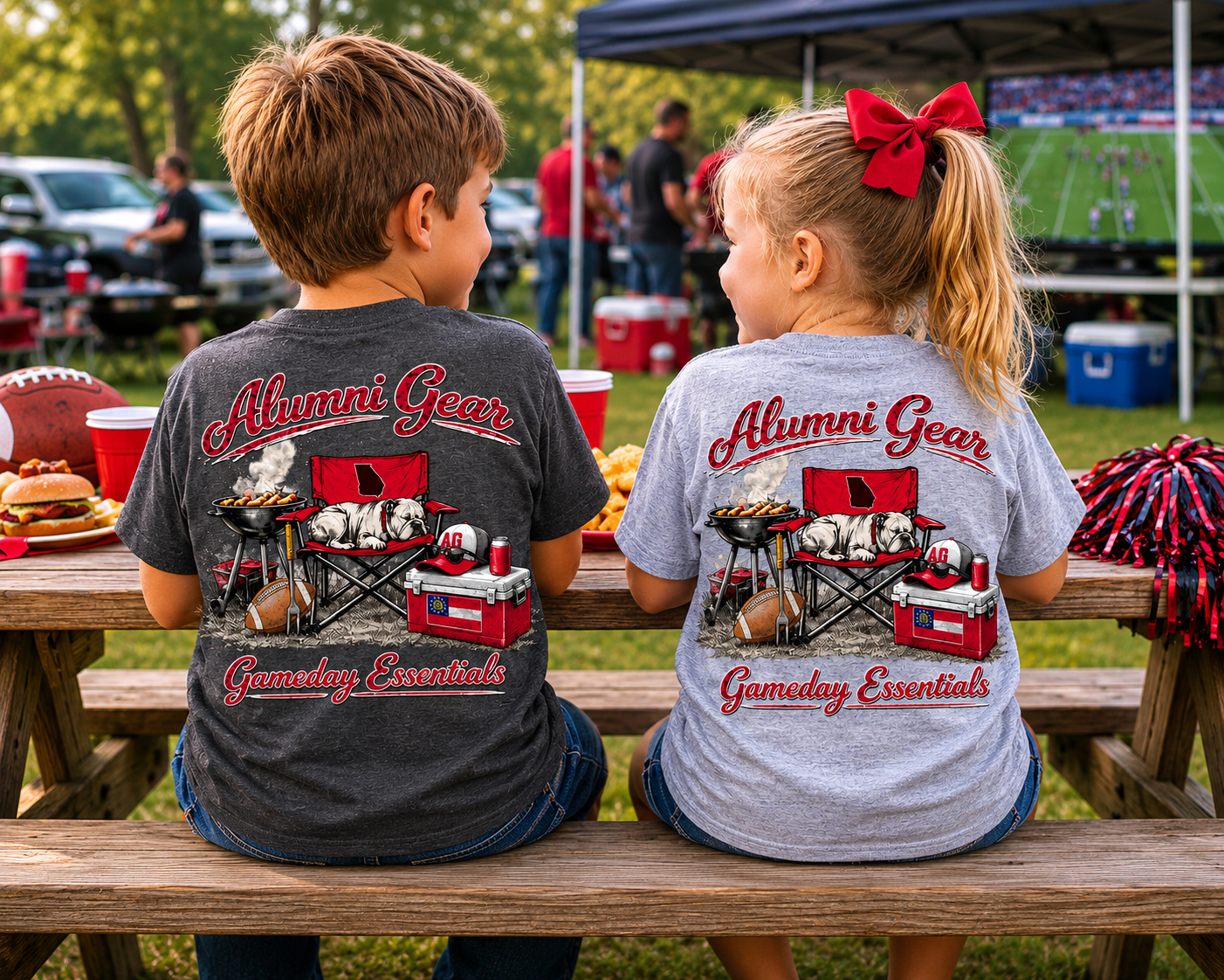 Alumni Gear Gameday Essentials Bulldog Tailgating Design Premium T-Shirt  on Youth Models