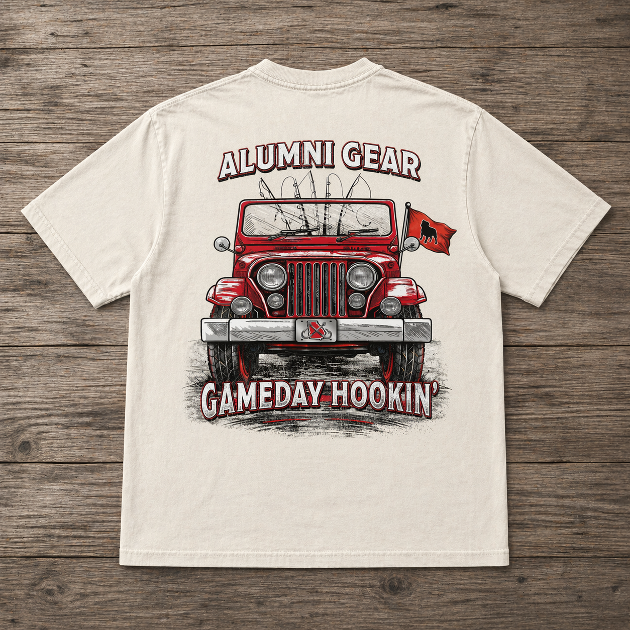 Gameday Hookin Georgia Fishing Design Premium T-Shirt in White