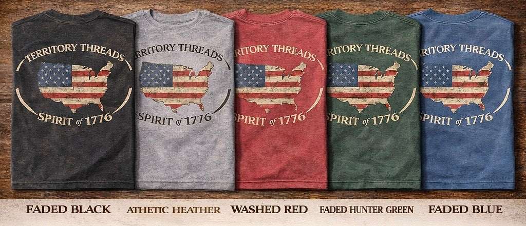 Territory Threads Spirit of 1776 Design Short Sleeve Premium T-Shirt Collection