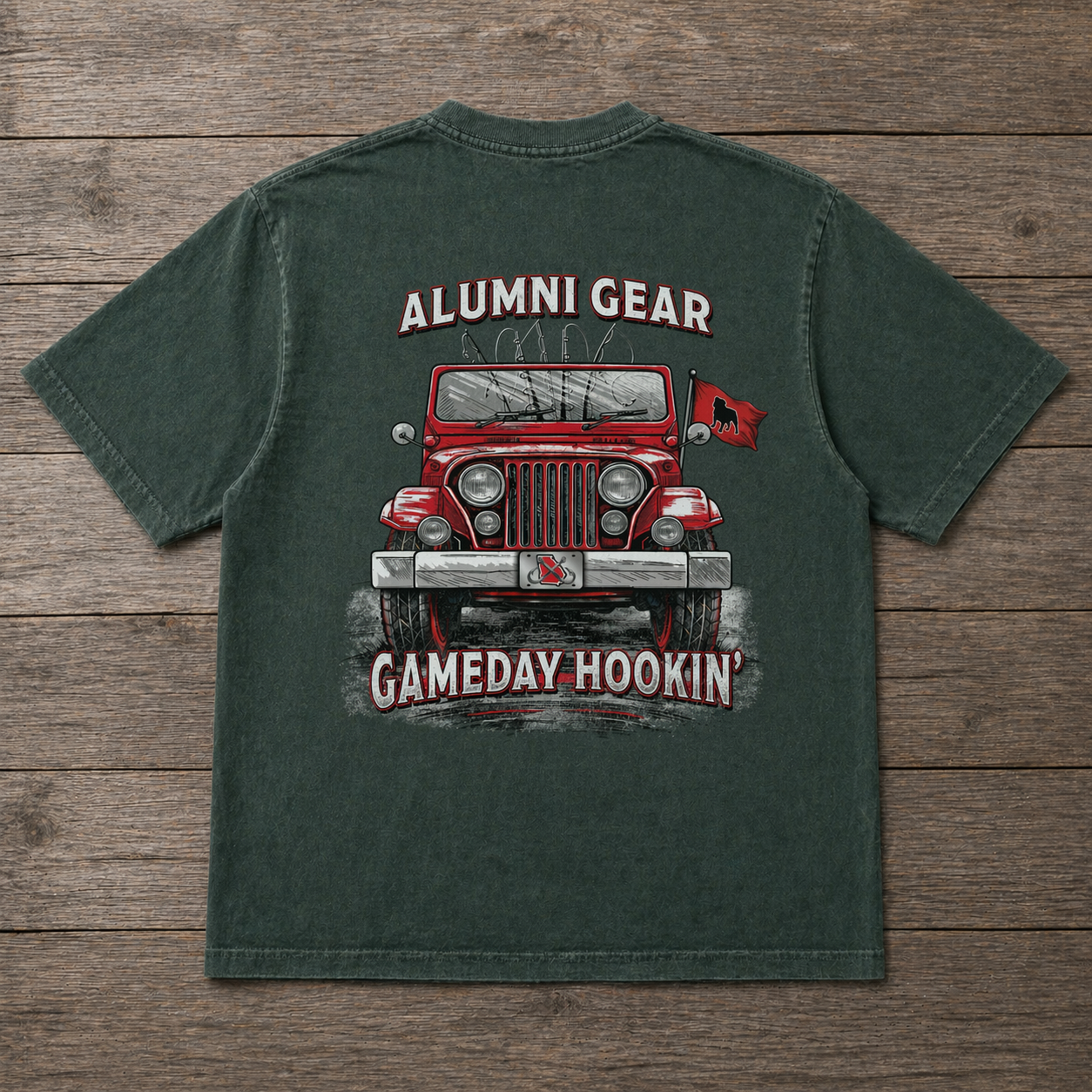 Gameday Hookin Georgia Fishing Design Premium T-Shirt Faded Hunter Green