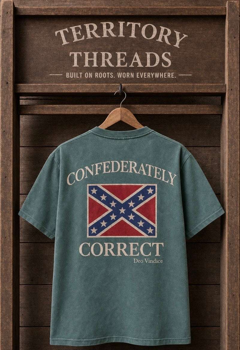 Confederately Correct with Flag Short Sleeve Premium T-Shirt 100 Percent Cotton