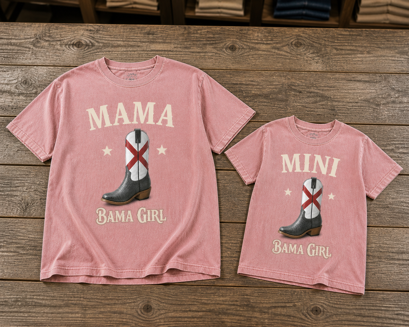 Mama-Mini Alabama Girl Design Premium T-Shirt in Faded Soft Pink