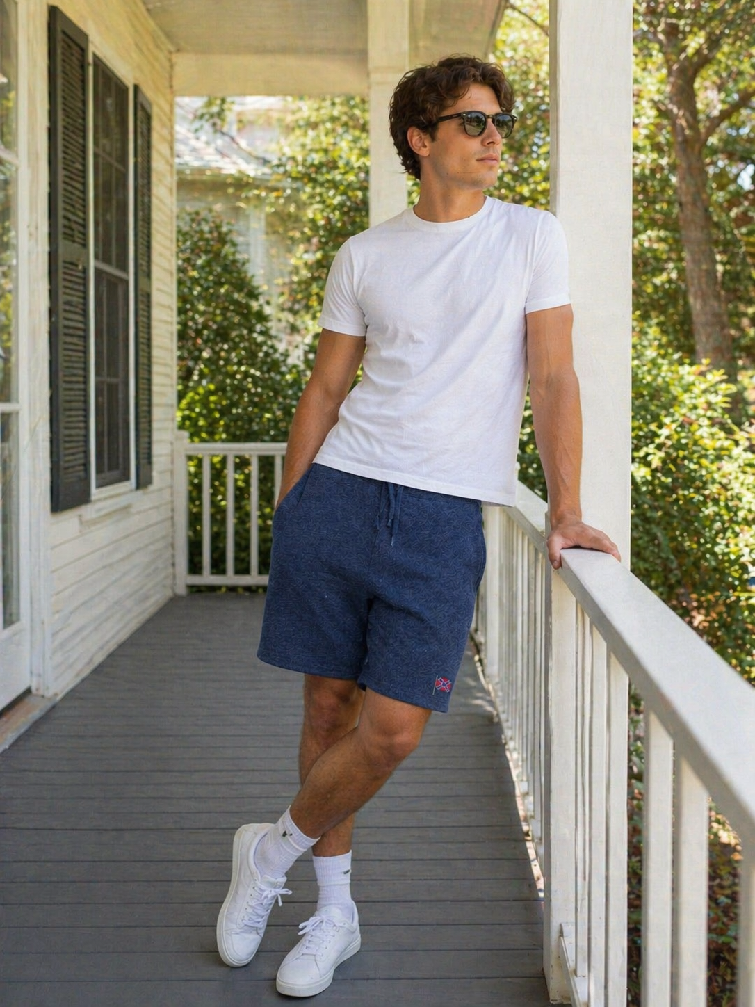 Charcoal gray Super Soft Fleece Shorts with embroidered Rebel Battle Flag and elastic waistband