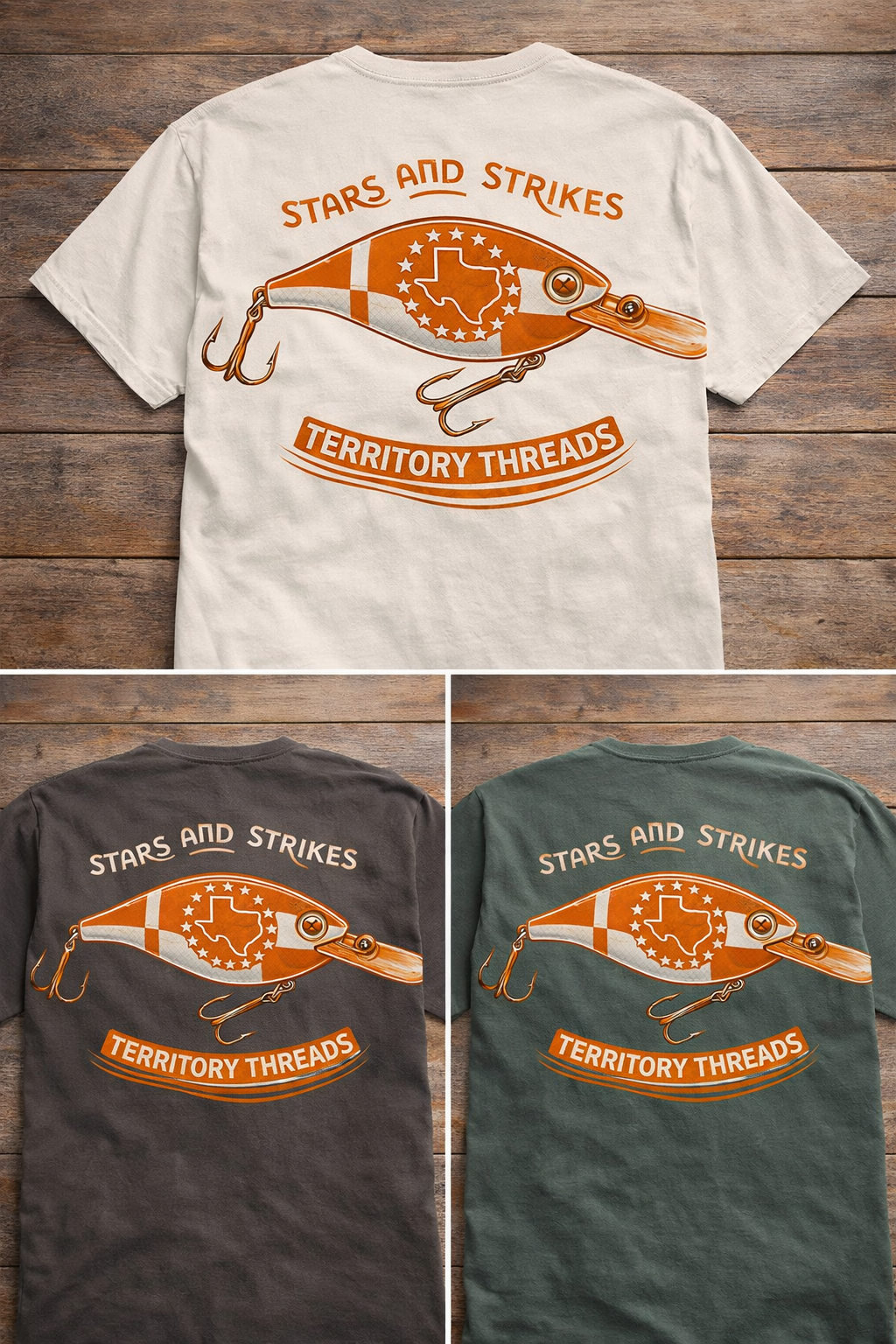 Texas Burnt Orange Stars and Strikes Design T-Shirt
