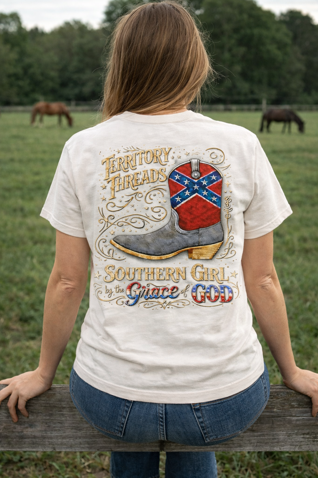 Southern Girl by the Grace of God Design Short Sleeve Premium T-Shirt