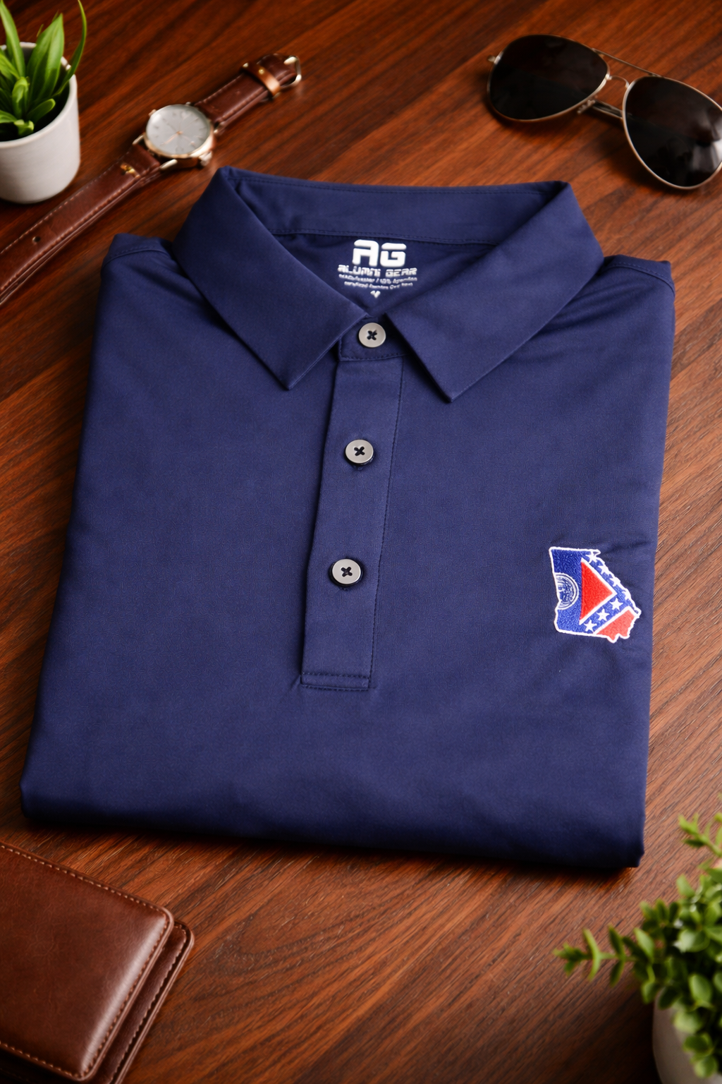1956 Old Georgia Flag Premium Short Sleeve Polo Shirt Golf Shirt