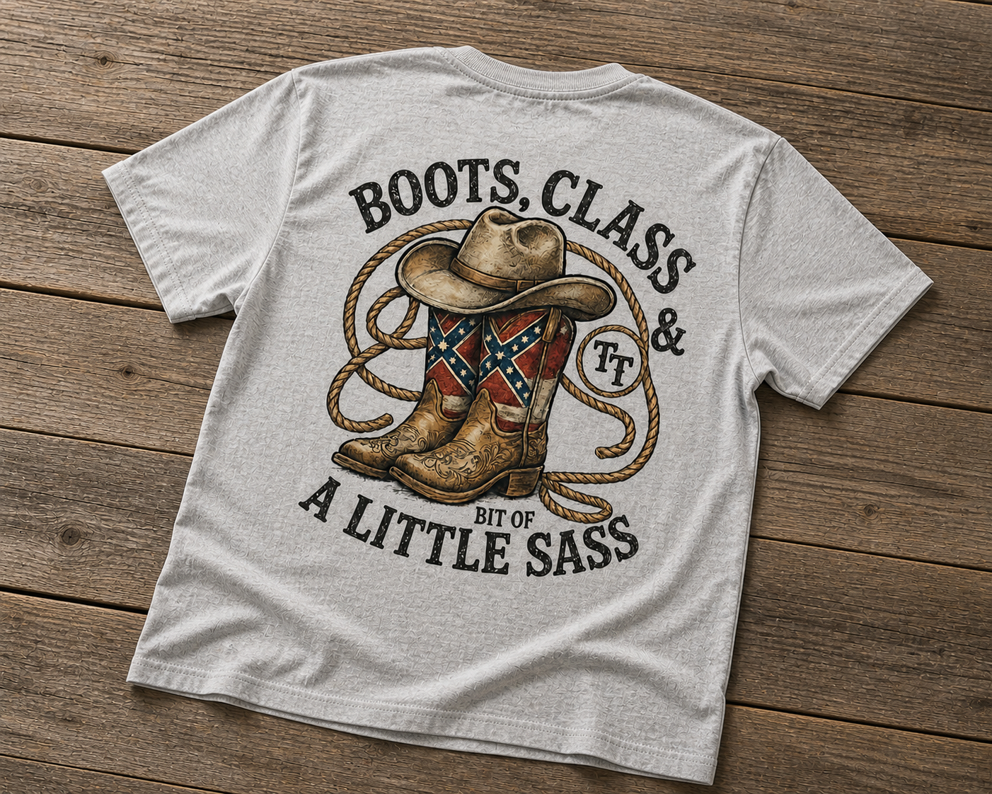 Boots Class and a Little Bit of Sass Boots T-Shirt White