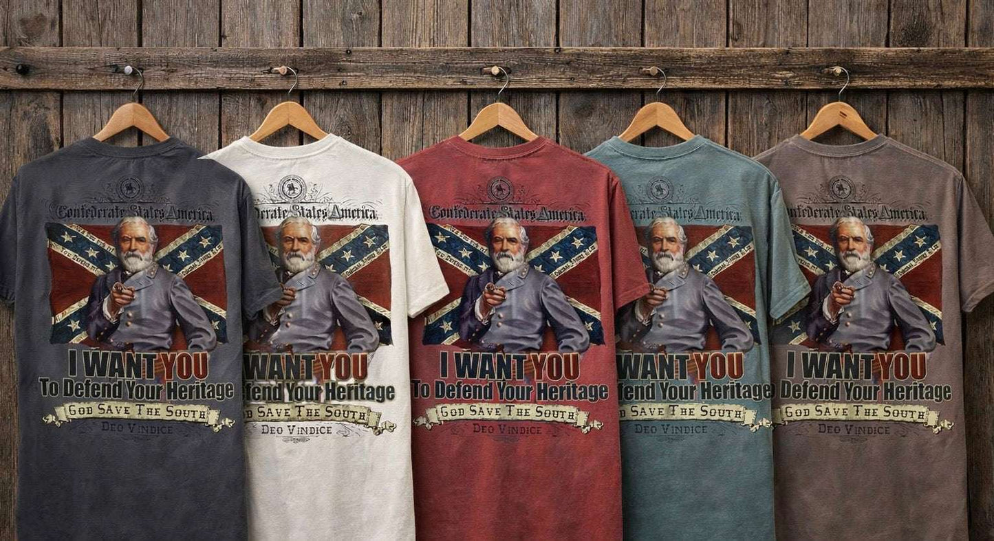 Robert E Lee Defend Your Heritage T-shirt Short Sleeve Premium T-Shirt 100% Ring-Spun Cotton