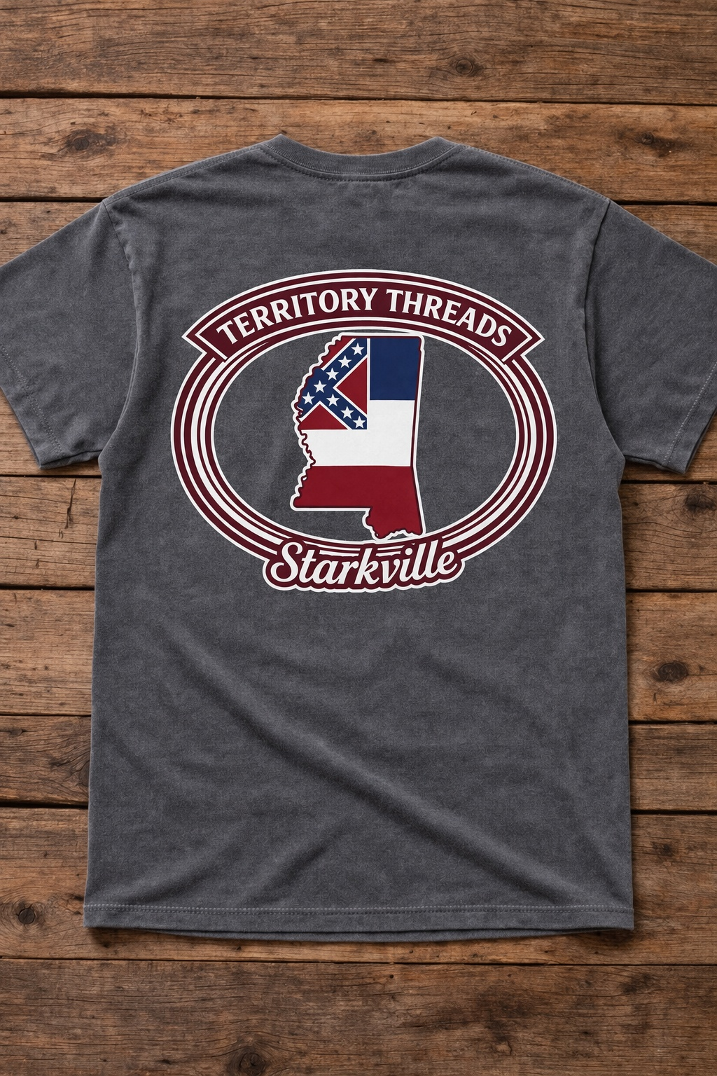Mississippi State Starkville Old Mississippi Flag Design School Colors T-Shirt Short Sleeve Premium T-Shirt