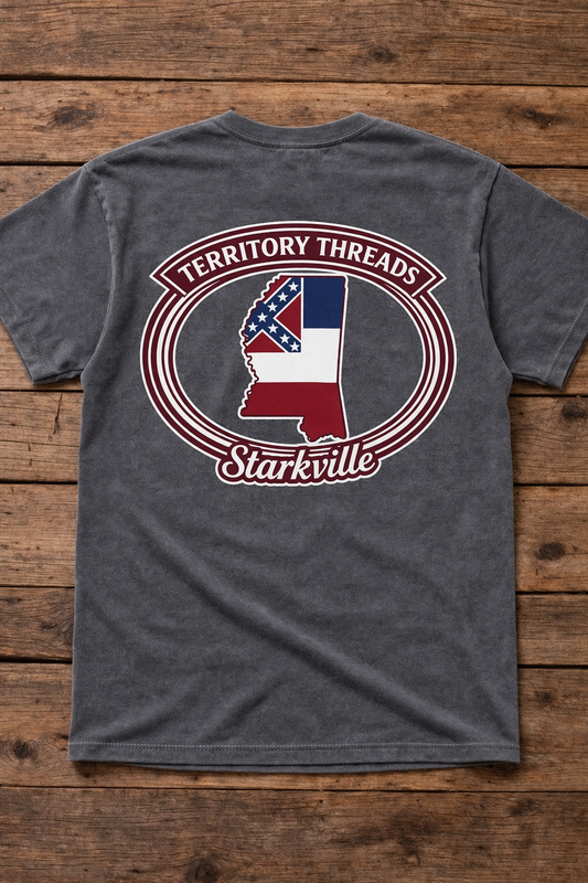 Mississippi State Starkville Old Mississippi Flag Design School Colors T-Shirt Short Sleeve Premium T-Shirt