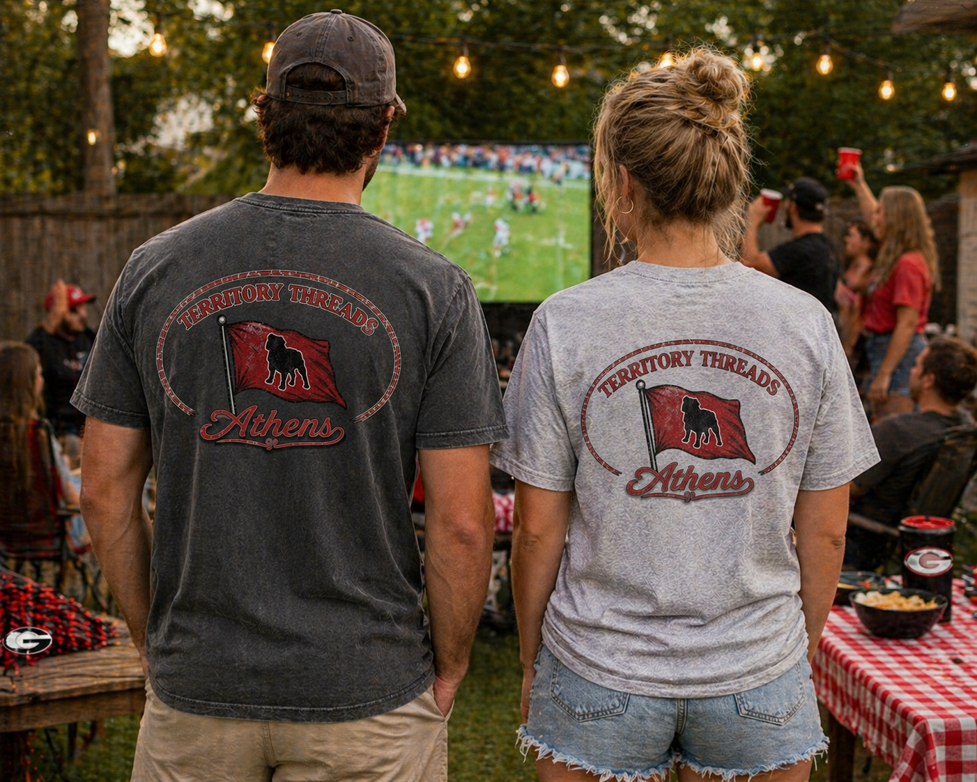 Athens Georgia Bulldog Design Short Sleeve Premium T-Shirt on Models